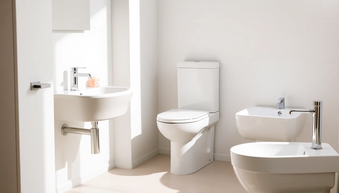 Sanitari moderni ben posizionati in un bagno elegante e luminoso.