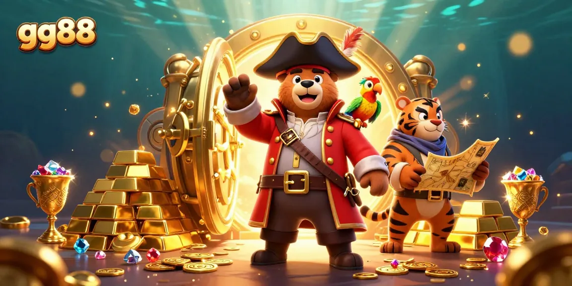 Experience the thrill of winning with gg88's vibrant casino adventure featuring sparkling treasures and energetic characters.