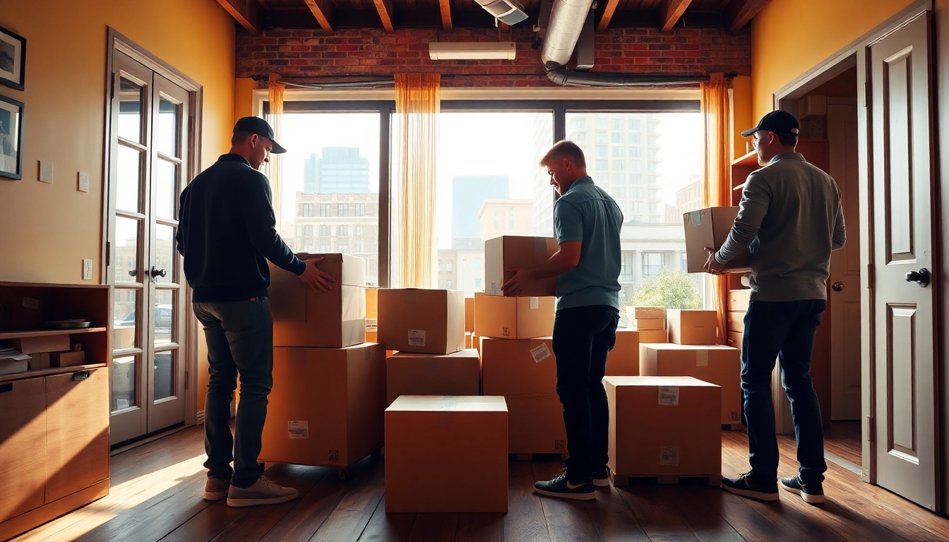 Helping with boston local moves by professional movers packing items in a Boston apartment.
