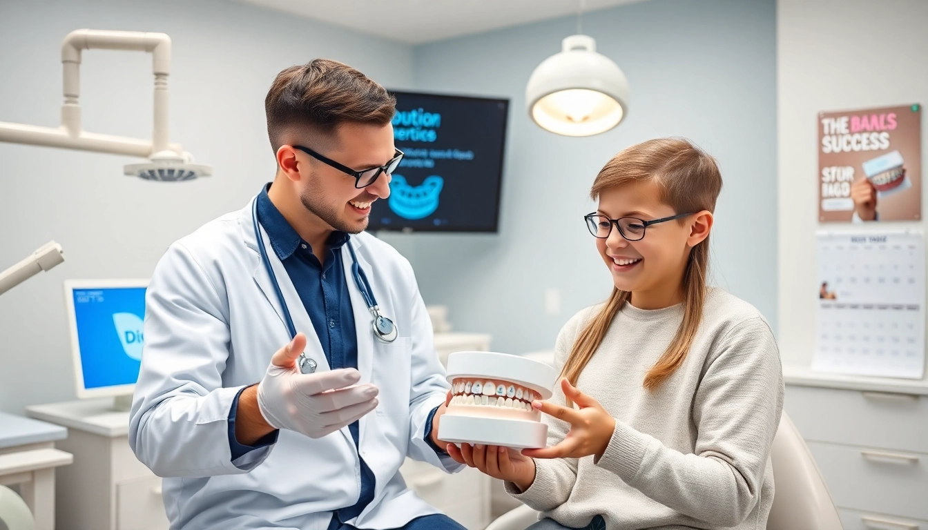 Engaging interaction in Teen orthodontics Hawthorn between patient and orthodontist in a modern dental setting.