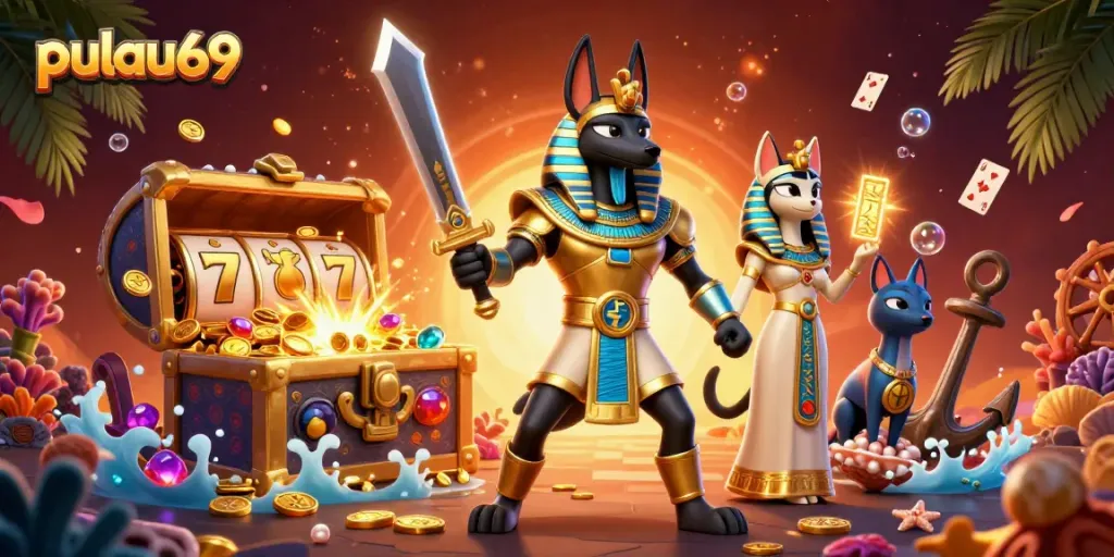 Experience pulse-pounding action at pulau69 with vibrant Egyptian-themed gaming elements and rich casino imagery.