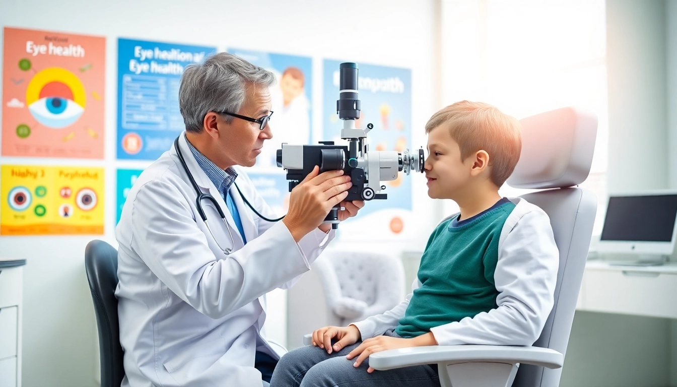 Encouraging child eye health with Our Children's Vision as a pediatric ophthalmologist examines a young patient.