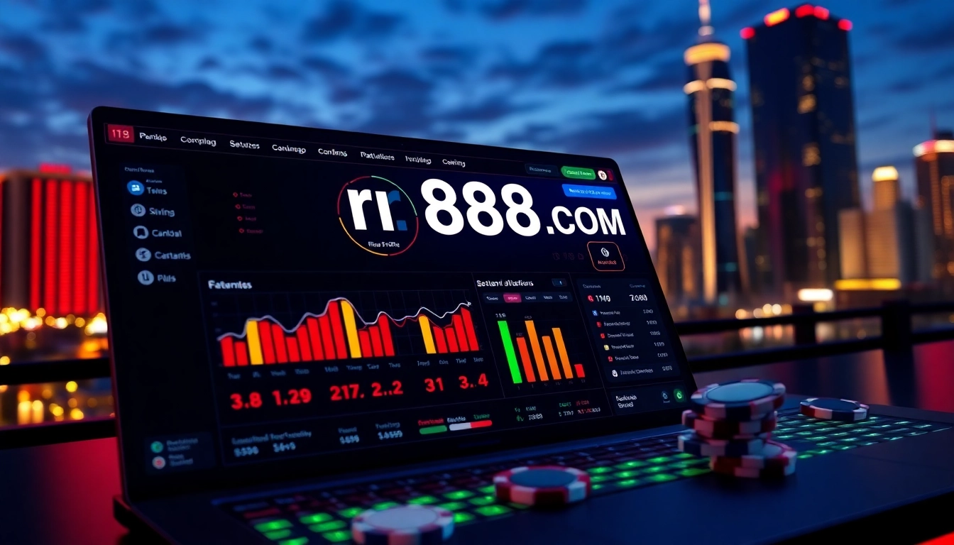 Discover the vibrant interface of rr88.com featuring a modern online gambling dashboard.