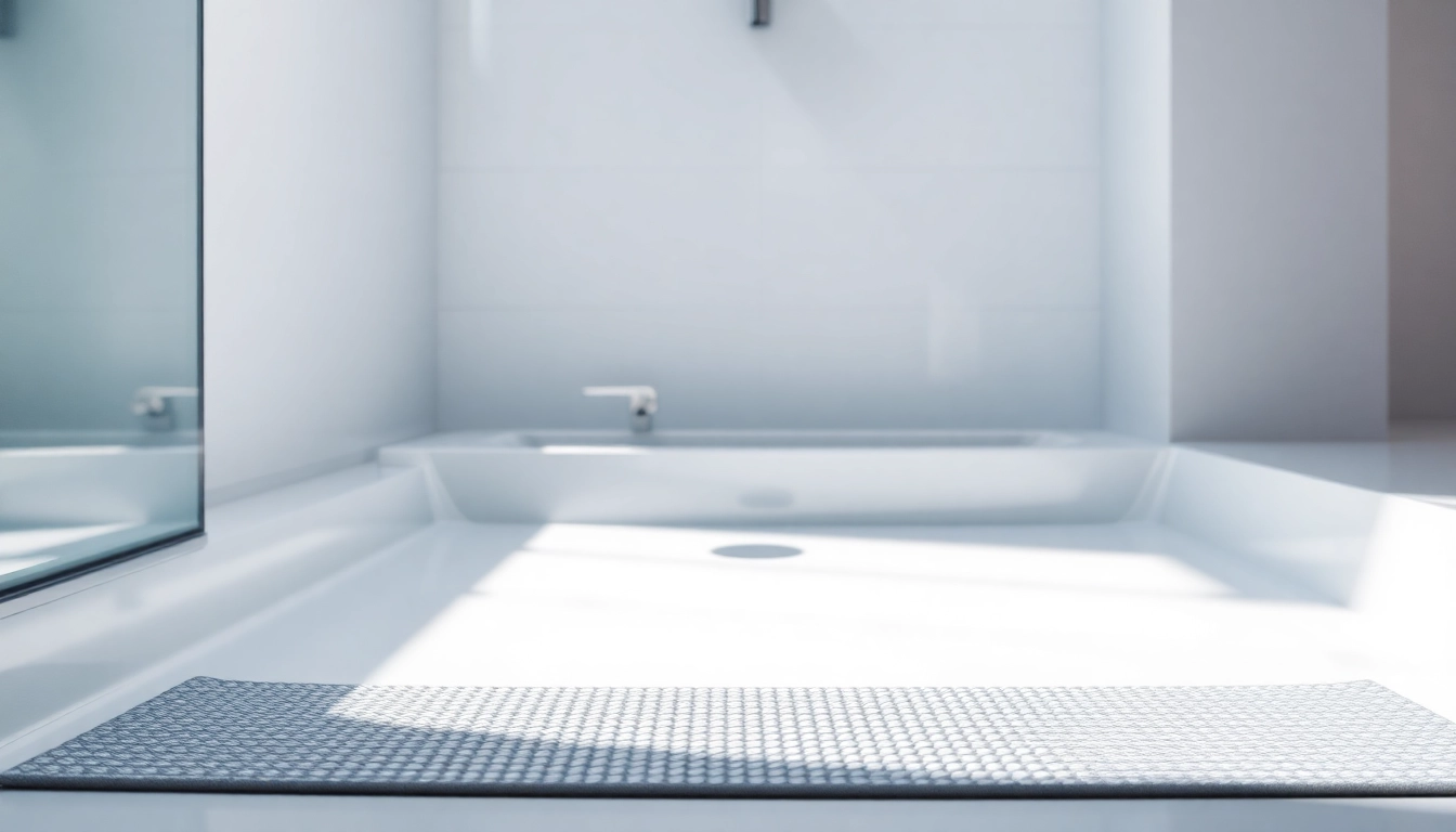 Presenta un piatto doccia moderno in un elegante bagno minimalista con finiture brillanti.