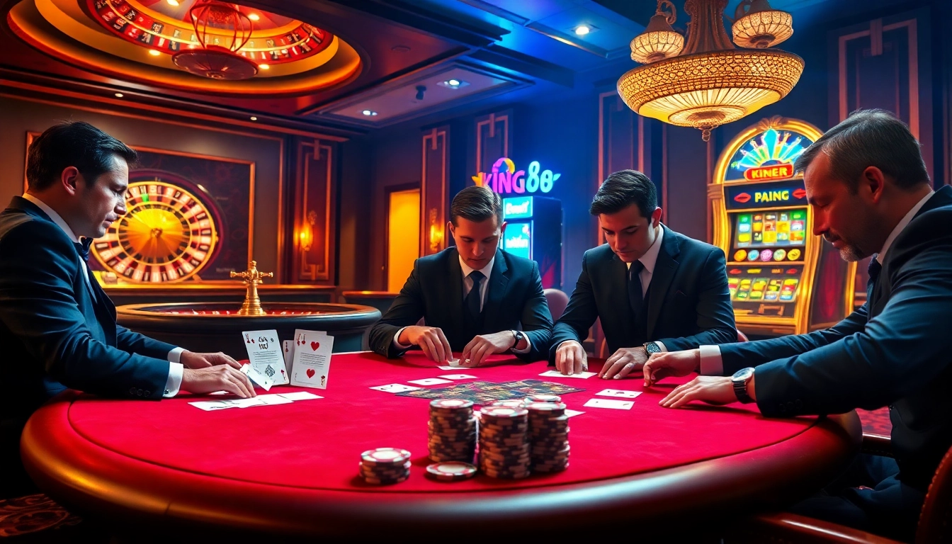 Engage in thrilling gameplay at king88, showcasing vibrant casino tables and dynamic action.