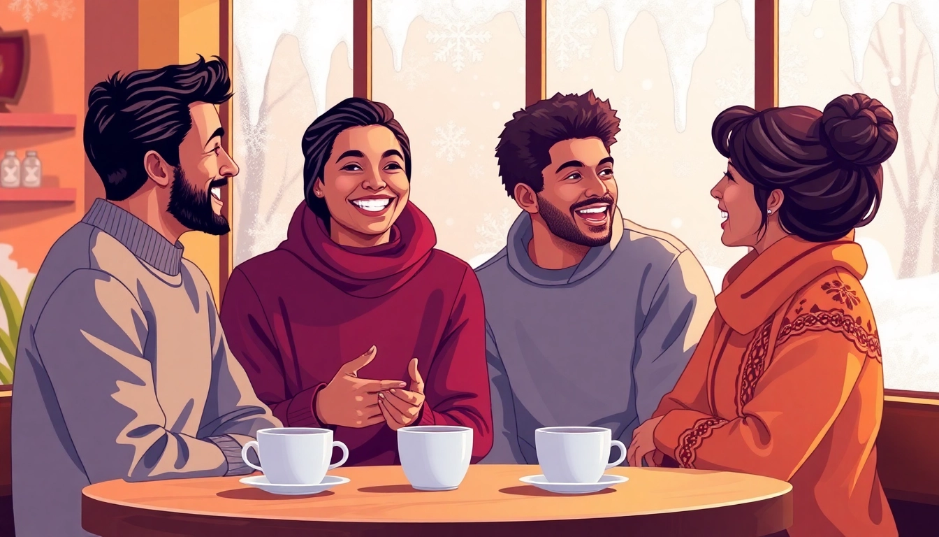 Visual representation of break the ice meaning and origin, featuring two people connecting in a cozy café.