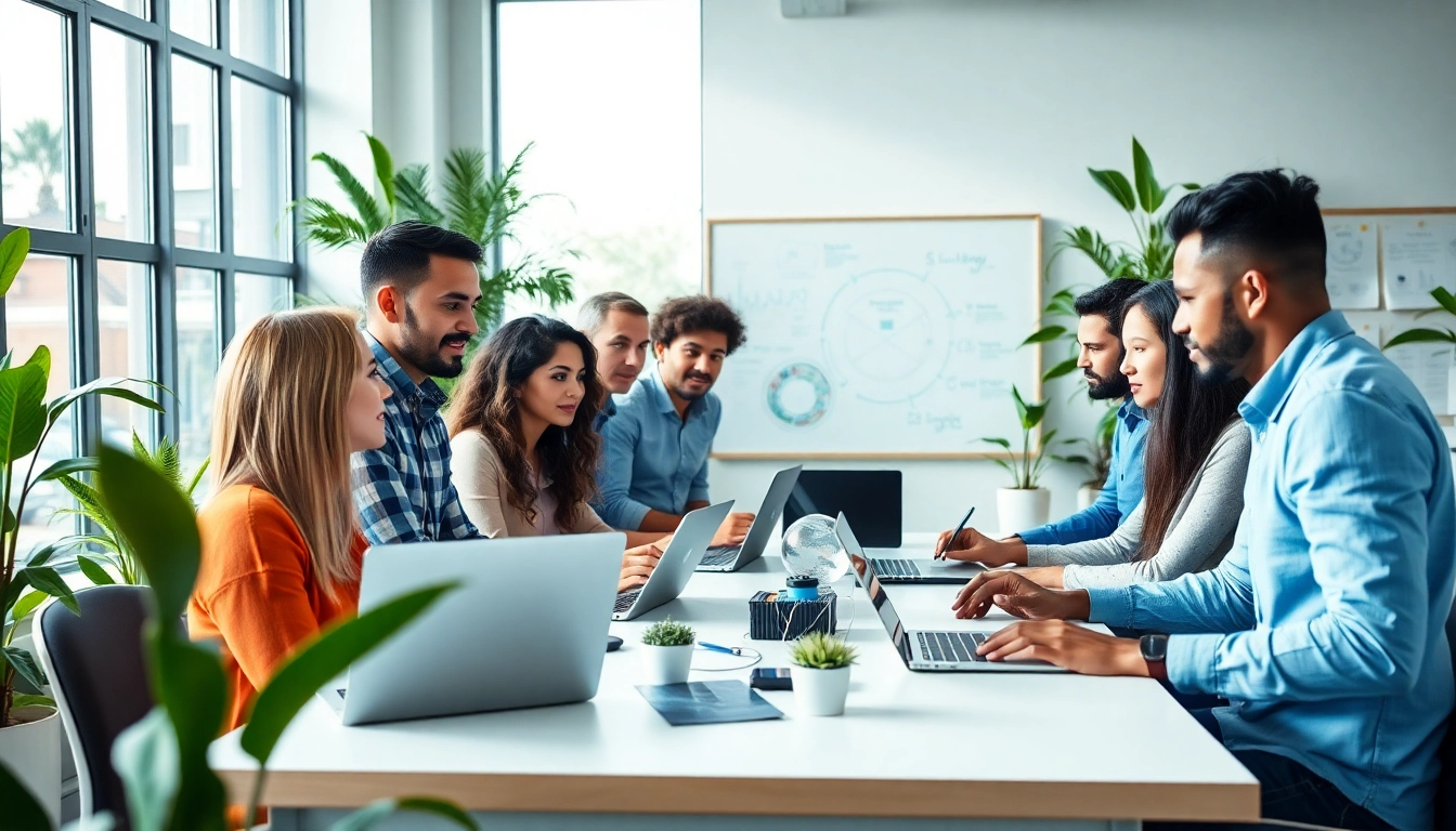 Offering managed it services near me, a diverse team collaborates in a modern office.