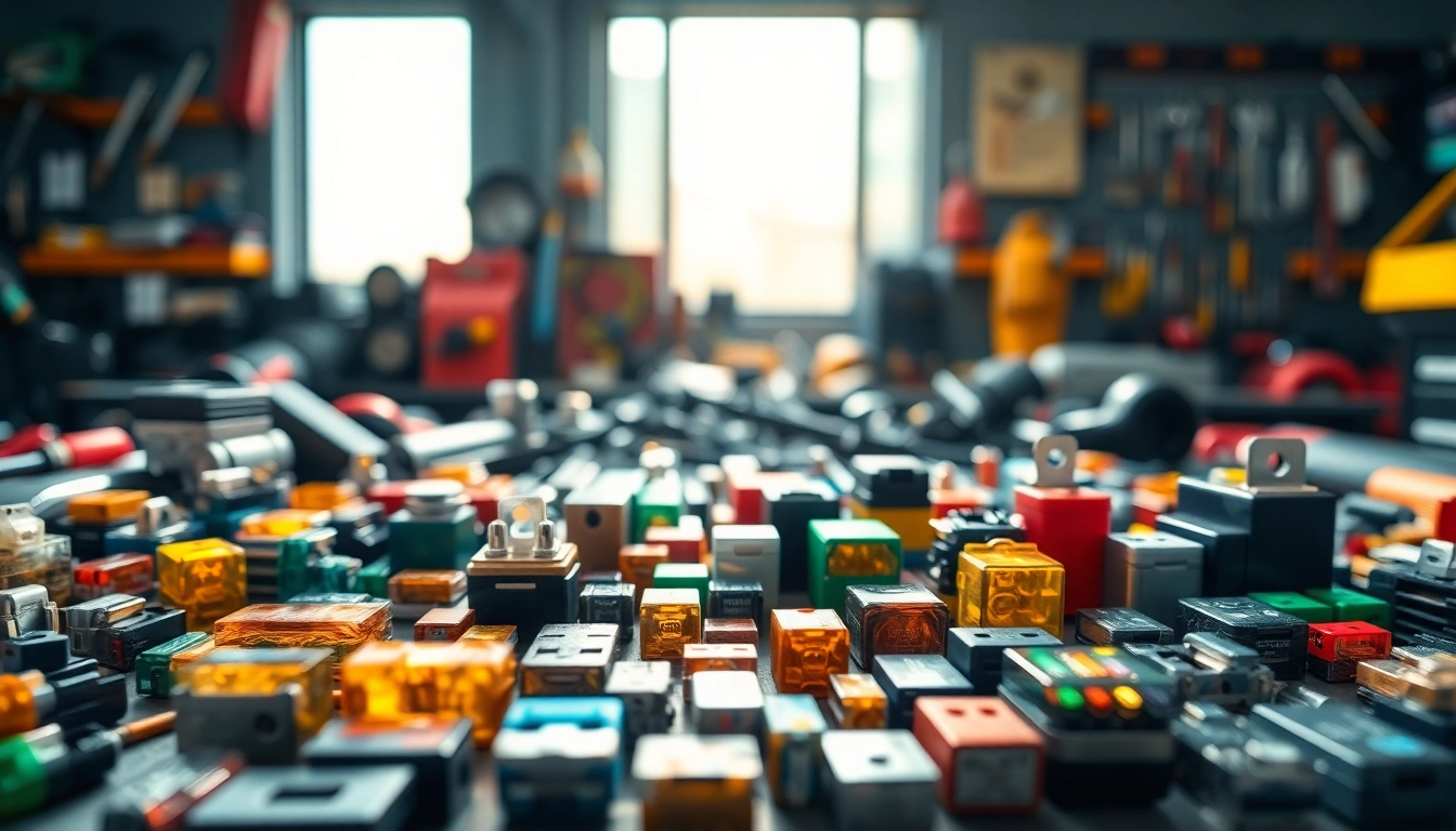 Inspecting various automotive fuses and relays on https://bezpieczniki24.pl workbench.