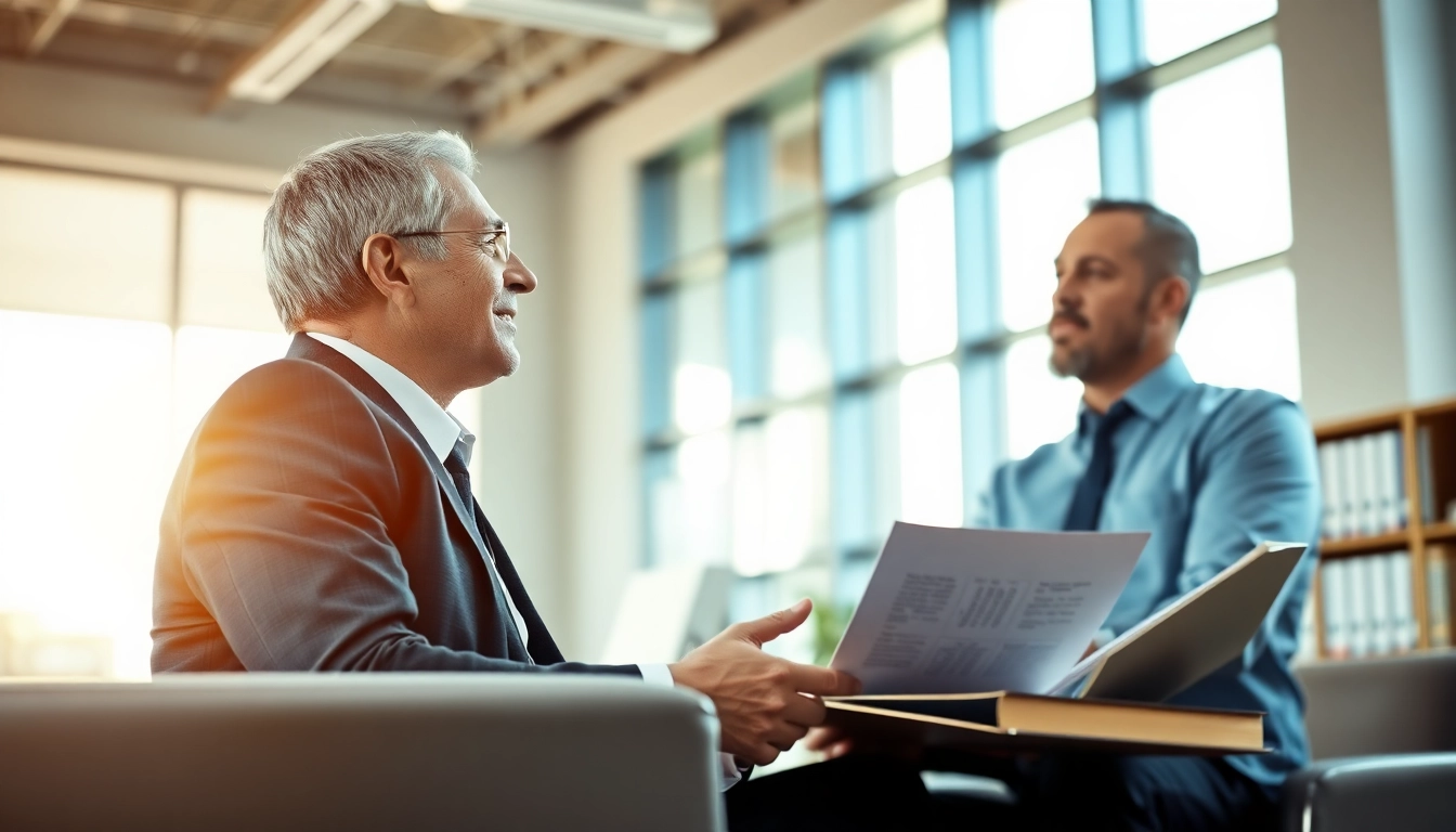 Skilled Houston Injury Attorney providing legal advice to a client in a professional setting.