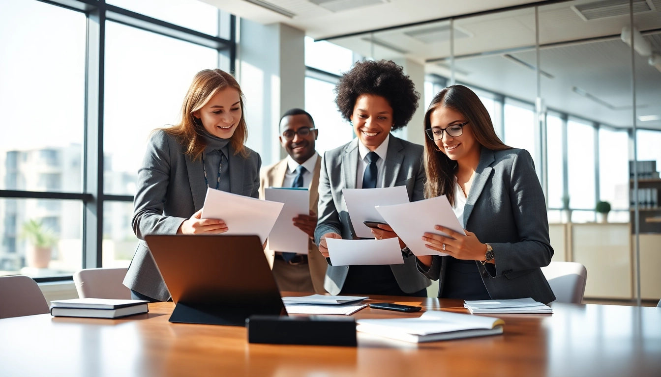 Engaged team at https://www.expertlawattorneys.com showcases legal expertise in a modern law office.