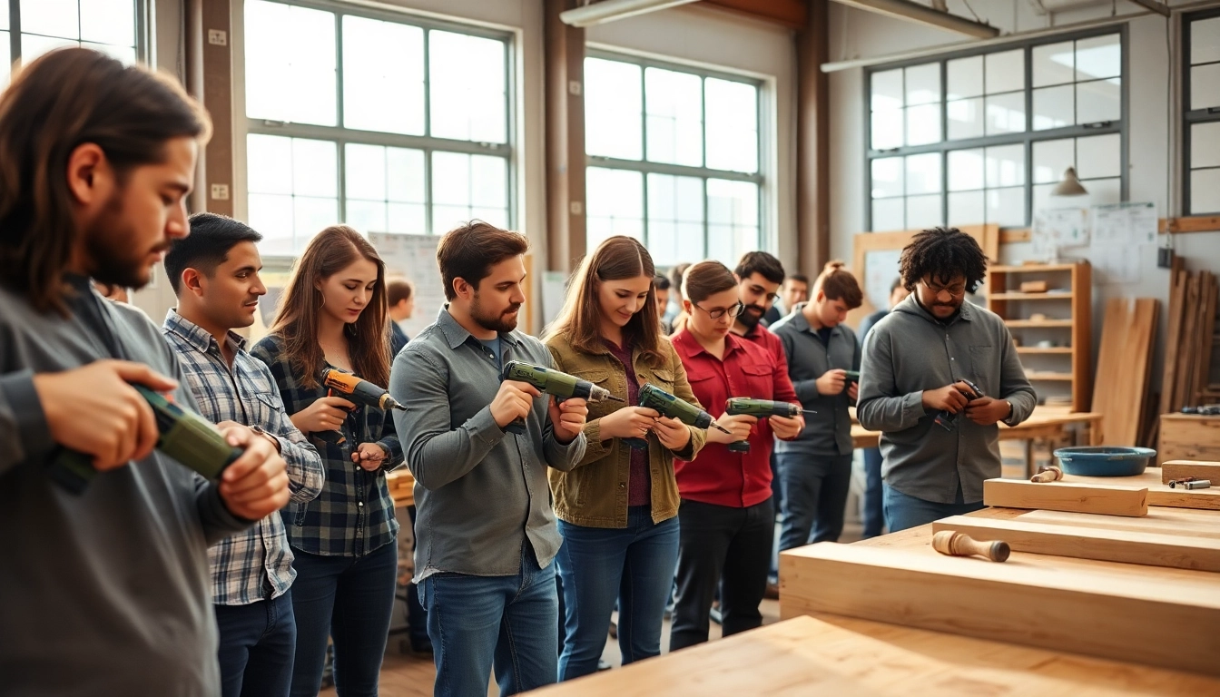Students engaging in skilled trades training, showcasing hands-on learning in a modern workshop.