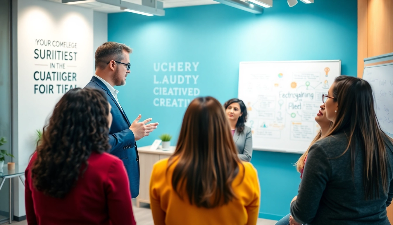 Engaging session with a business coach San Francisco leading a team in a modern, vibrant office.