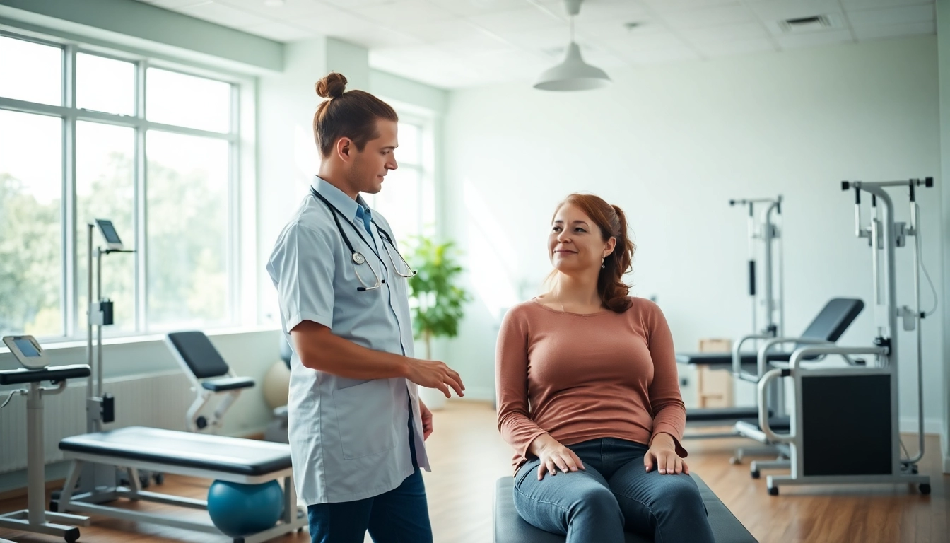 Engaging north side edmonton physiotherapy session with a professional therapist assisting a patient.