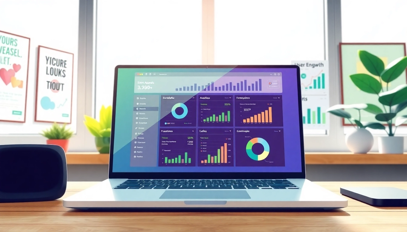 Engaging smm panel interface displayed on a modern laptop in a creative workspace.