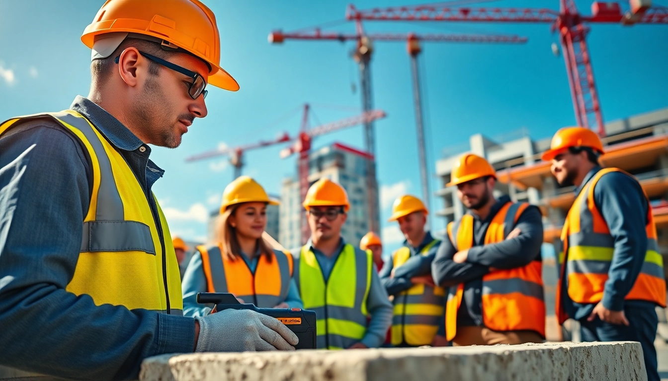 Engaged professionals in careers in construction working on-site, showcasing teamwork and dedication.