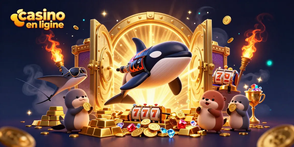 Plongez dans l'univers du casino en ligne avec des personnages marins jouant et amassant des trésors dorés.