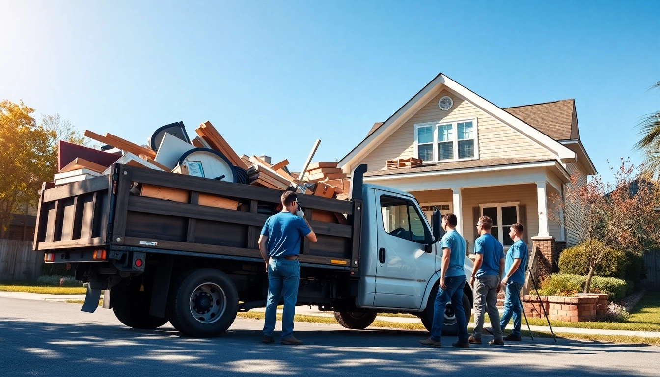 Same day junk removal Nashville team clearing clutter in a sunny neighborhood.