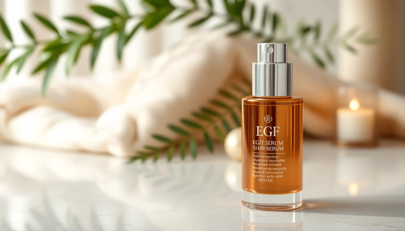 Showcasing the best EGF serum in an elegant setting, highlighting its luxurious design.