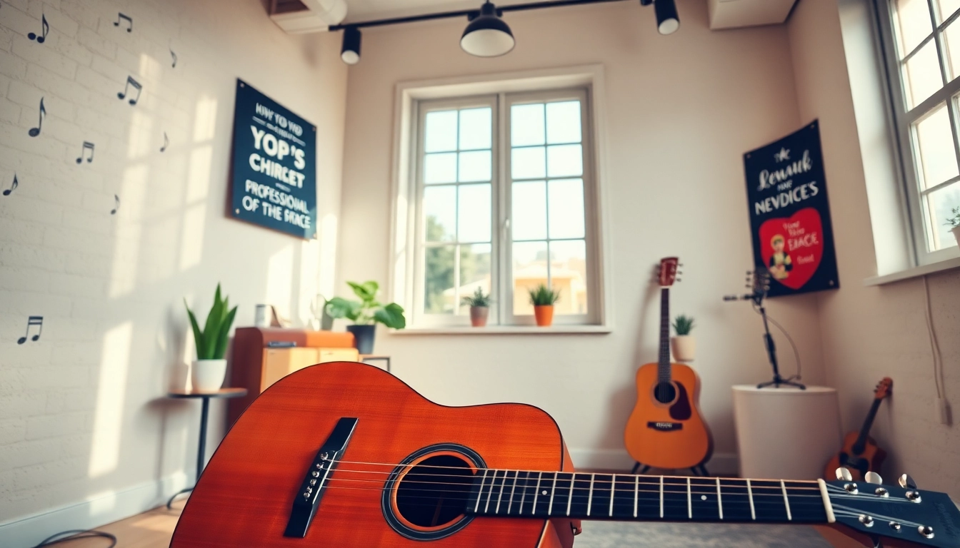 Learn guitar with https://guitarlessons.co.uk in a warm, inviting studio setting.