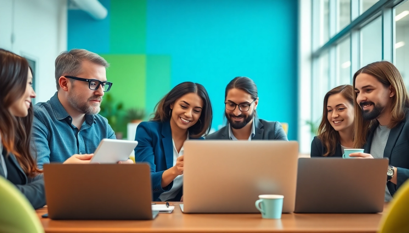 Good Wolf Marketing team collaborating on innovative strategies in a bright modern office.