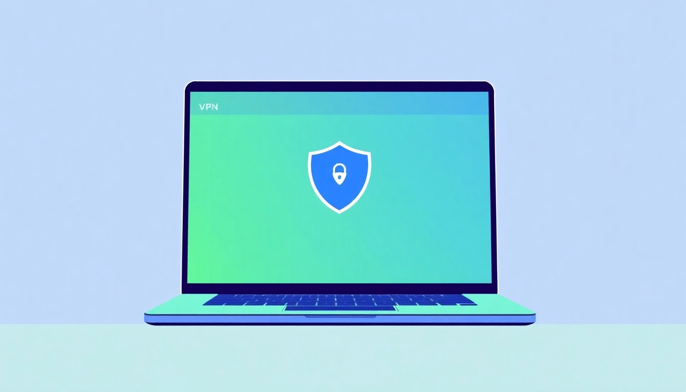 Discover vpn free download options with a laptop interface showcasing secure installation steps.