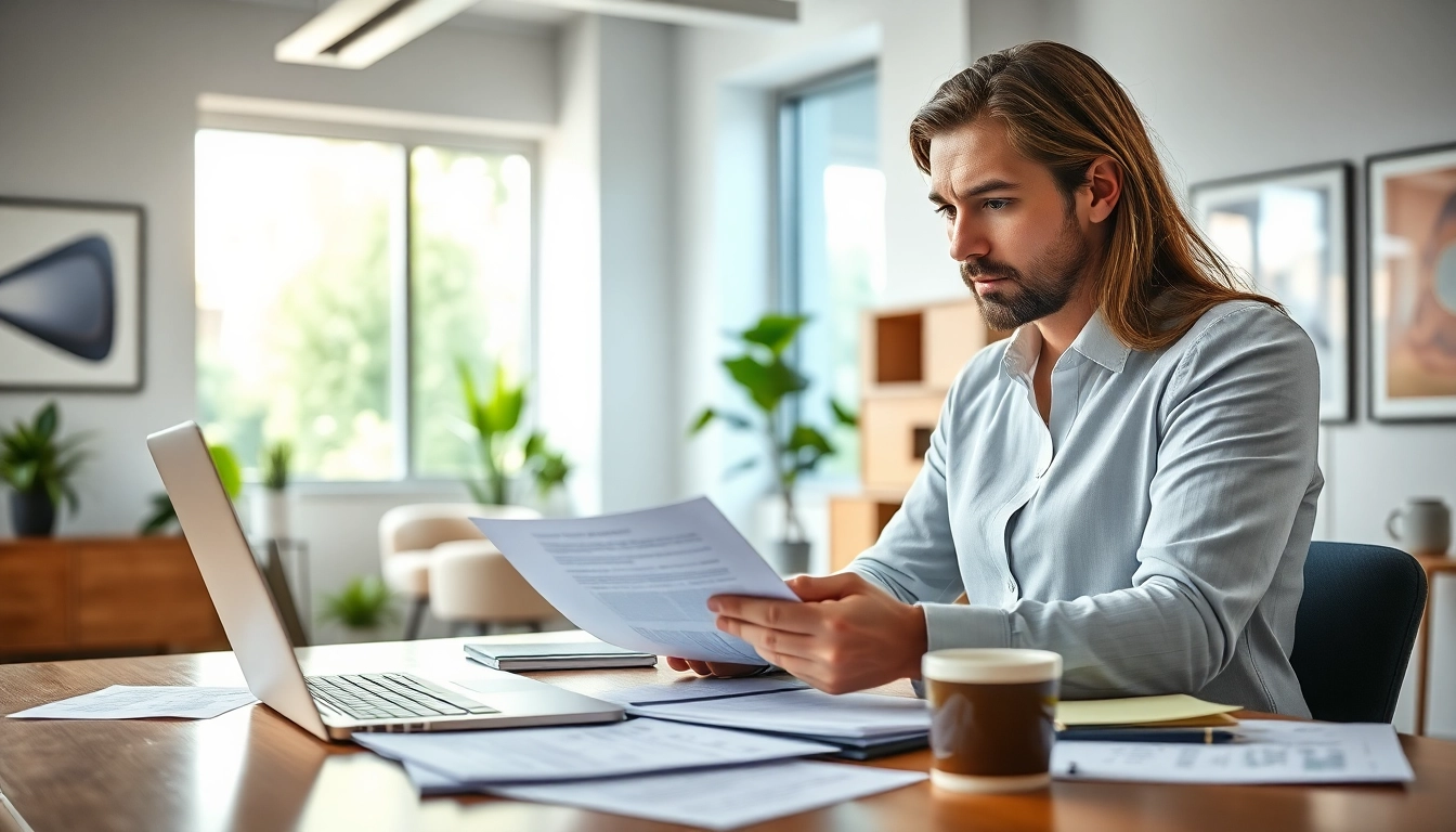 Review grant applications effectively to secure vital grants in a modern office.