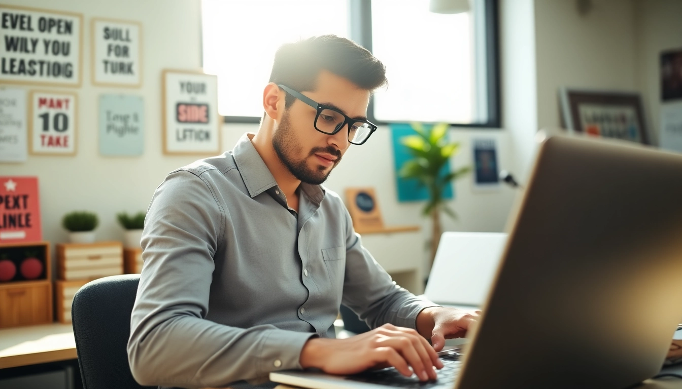Efficiently scrape linkedin search results while working in a modern office.