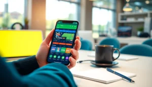 Discover the best sports betting apps in India highlighted on a smartphone against a modern workspace.