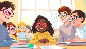 Enhancing health and education through Our Children's Vision with diverse children in a vibrant classroom.