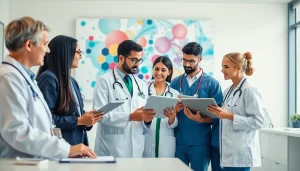 Collaborative healthcare professionals from https://www.medexdtc.com engaged in patient care discussions in a clinic.