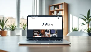 Enticing view of the 79king website on a modern laptop in a professional workspace.