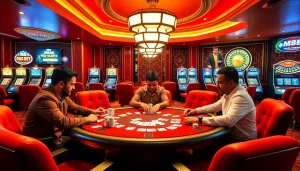 Experience the thrill of poker at MM88 Casino with vibrant tables, chips, and intense gameplay.