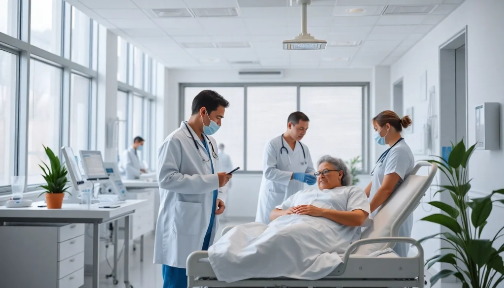 Bezoekers en personeel in ziekenhuis omgeving van https://tweestedenziekenhuis.nl helpen en ondersteunen.