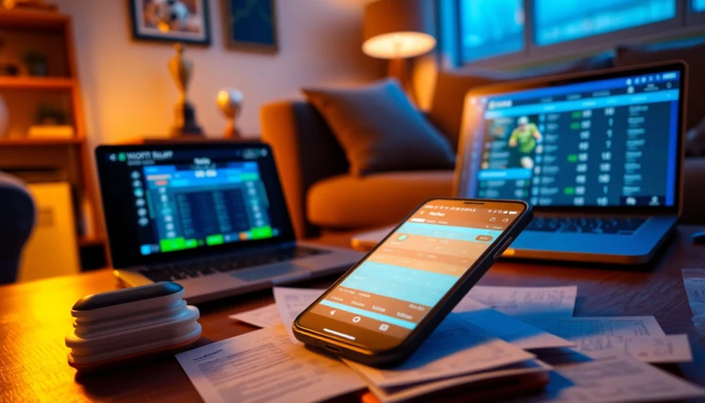 Engaging view of the best sports betting sites India displayed on a mobile device amid a cozy setting.