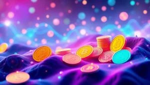 Trending Coins listing showcasing innovative currencies in a futuristic digital landscape.