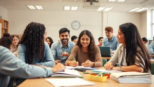 Engaging educational scene highlighting active learning in a diverse classroom context.