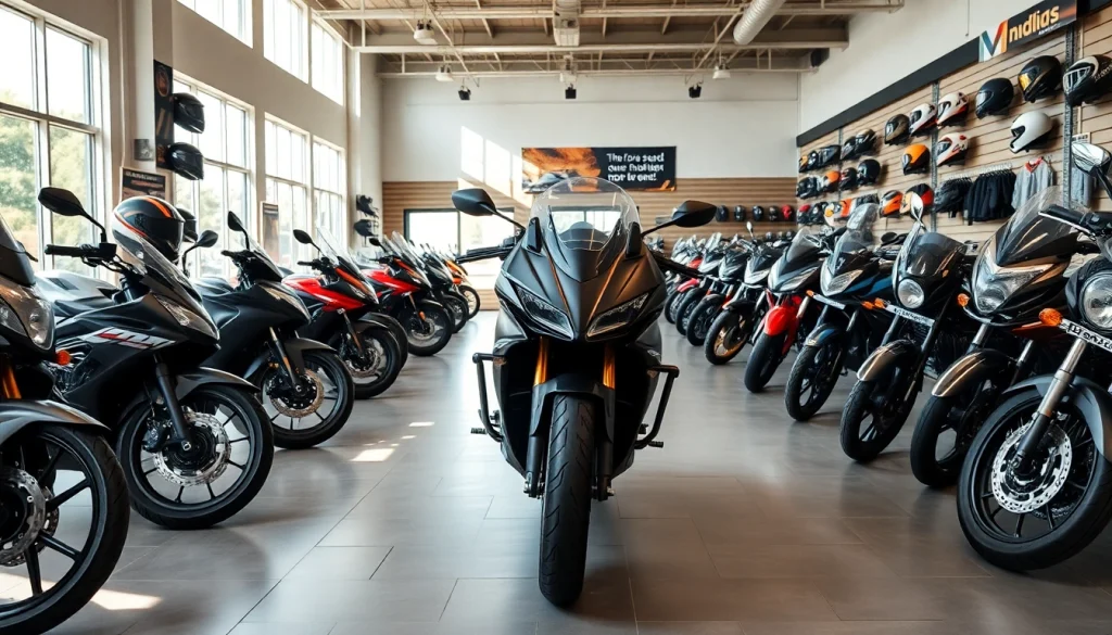 Motorrad gebraucht in einem einladenden Showroom mit einer Vielzahl an Modellen