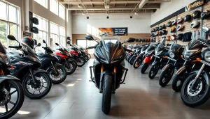 Motorrad gebraucht in einem einladenden Showroom mit einer Vielzahl an Modellen