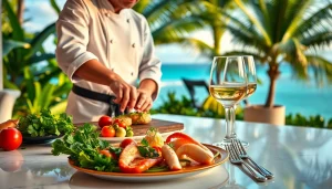 Experience a delicious meal prepared by a Private chef Sint Maarten showcasing fresh, local ingredients in a tropical setting.