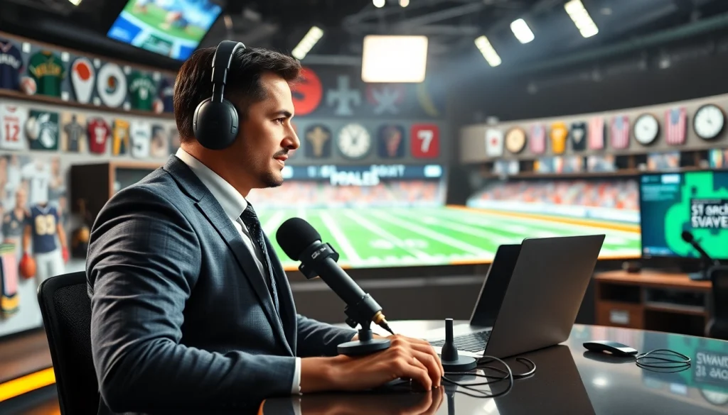 Engaging sports coverage content on sportsbytes.com.ph featuring a journalist in a modern studio.