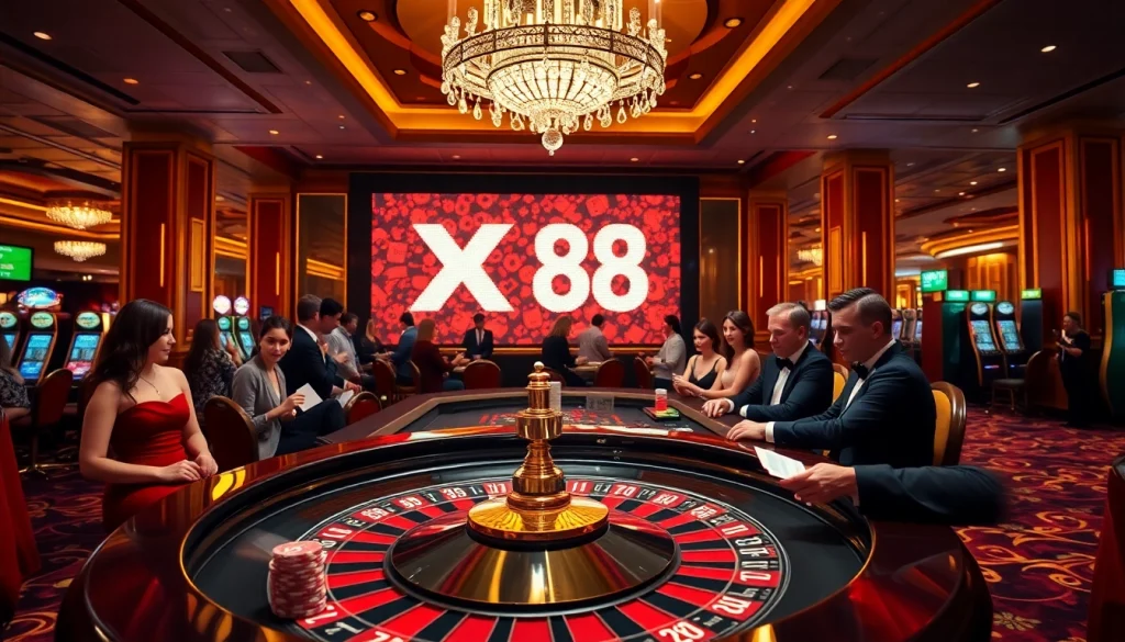 Experience the thrills of XX 88 as players engage intensely at a high-stakes roulette table.