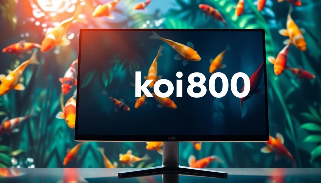 Optimized gambar untuk koi800 dengan latar belakang kolam koi yang berwarna-warni, mengajak pemain untuk bermain.
