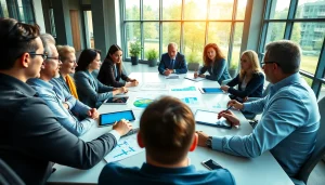 Engaged business team discussing strategies at https://www.ound-ound.com in a modern office.