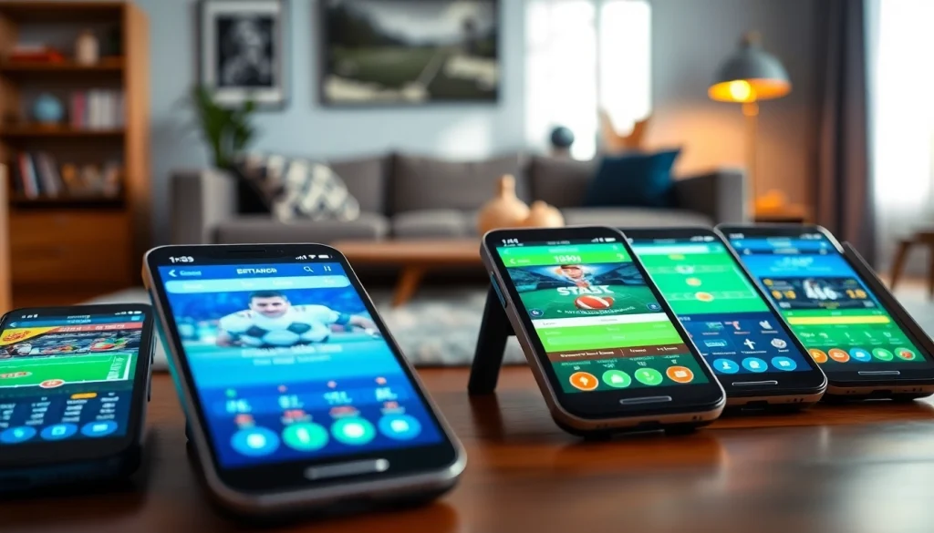 Explore the best sports betting apps in India with dynamic smartphone displays and an inviting atmosphere.