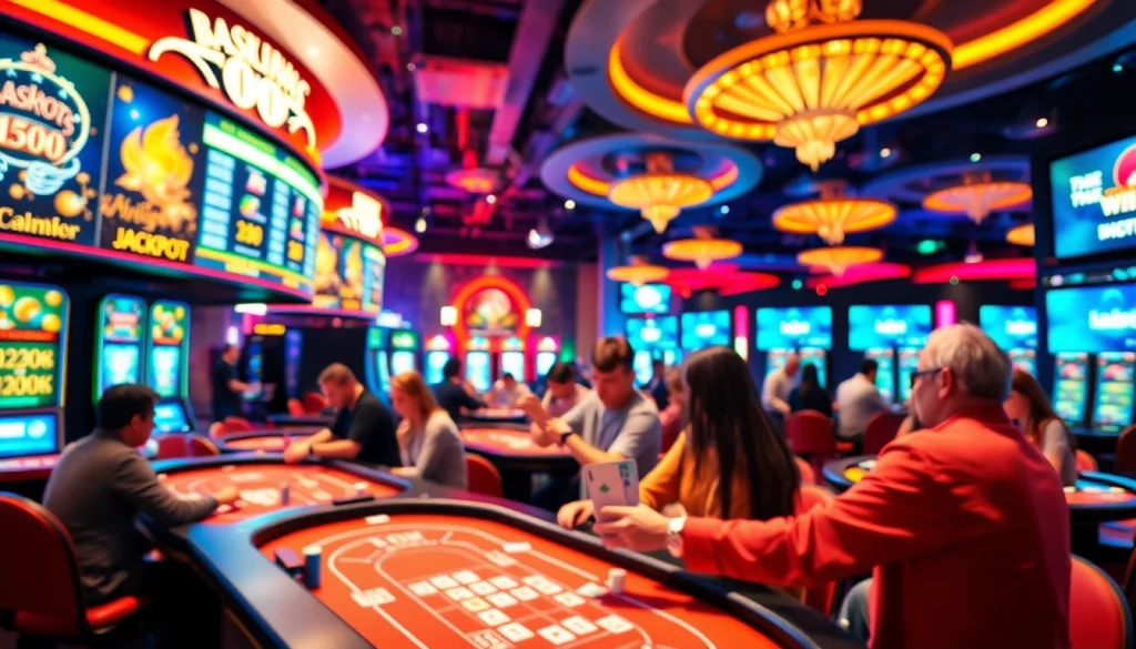 Permainan kasinojitu dengan pemain semangat dan suasana yang penuh energi.