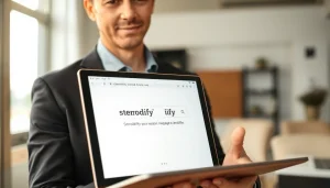 Assessing if Steroidify legit by analyzing a review on a laptop screen