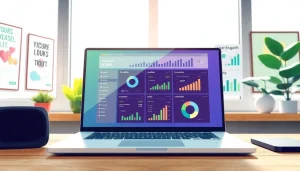 Engaging smm panel interface displayed on a modern laptop in a creative workspace.