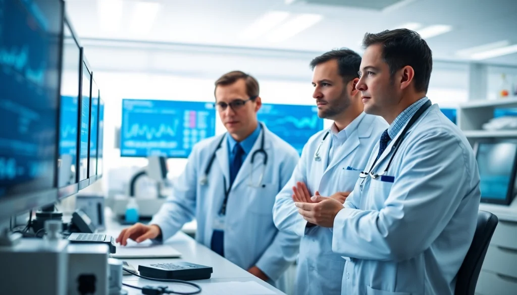 Researchers analyzing data from the ADAPTABLE Aspirin Study in a modern laboratory setting.