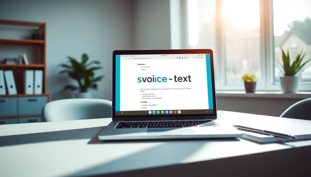 Utilize https://www.speechlyapp.com for seamless voice-to-text conversion in a modern workspace.
