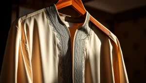 Luxury thobes displayed elegantly with exquisite detailing and craftsmanship.